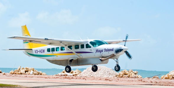 Maya Island Air Cessna on runway